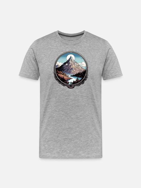 Bergreise-T-Shirt - Männer Premium Bio T-Shirt - Grau meliert
