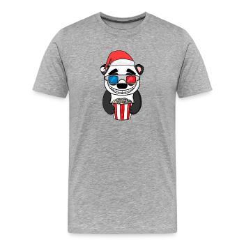 Soirée cinéma Cinéma Noël Panda - T-shirt bio Premium Homme - gris chiné - Devant - Damien (186cm)