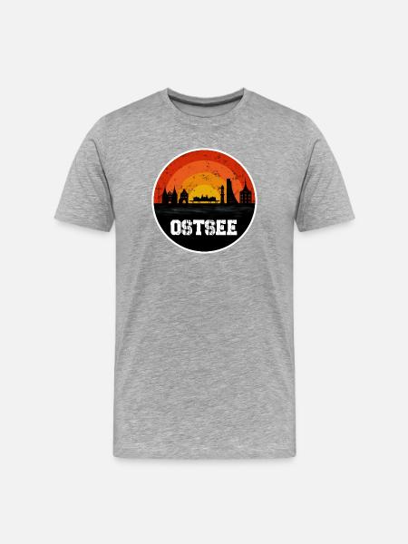 Ostsee Original Skyline - Männer Premium Bio T-Shirt - Grau meliert