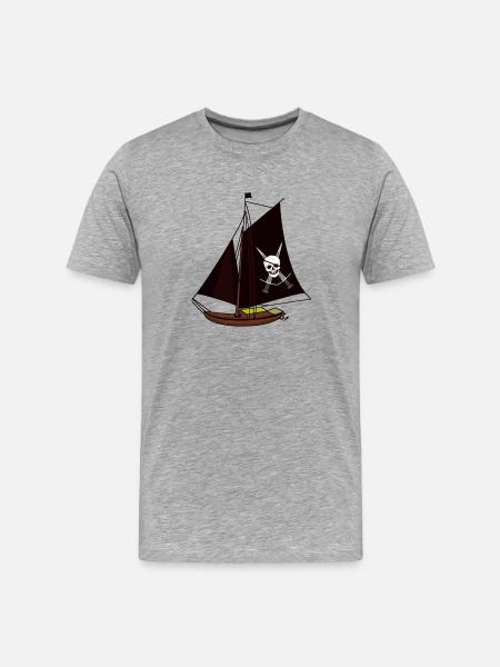 Pirate, Pirate Ship, Buccaneer, Skull, Kid - Men's Premium Organic T-Shirt - heather grey
