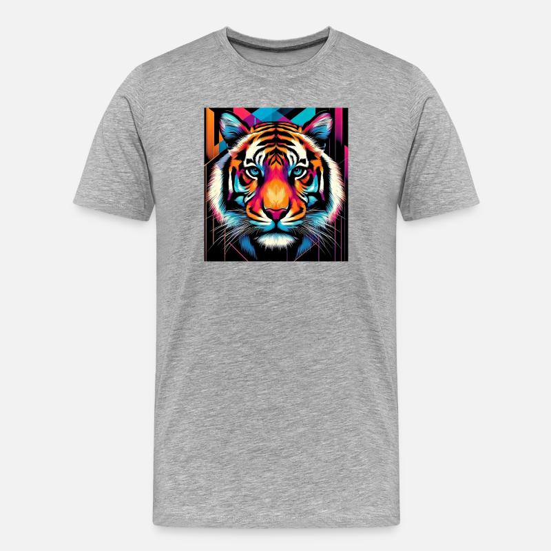 Tiger - Männer Premium Bio T-Shirt - Grau meliert