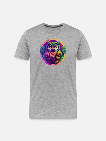 Eule - Männer Premium Bio T-Shirt - Grau meliert