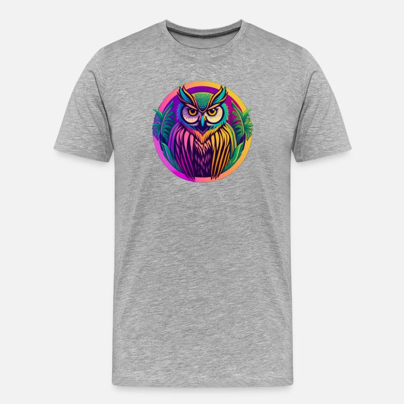 Eule - Männer Premium Bio T-Shirt - Grau meliert