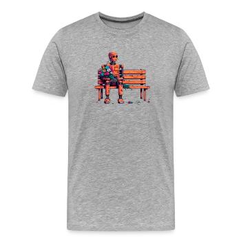 roboter rostig blumen robot love romantik - Männer Premium Bio T-Shirt - Grau meliert - Vorne - Damien (186cm)