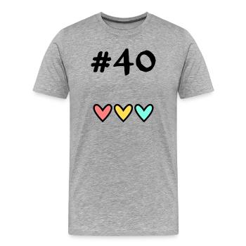 40. 40 ANS. 40e ANNIVERSAIRE. ANNIVERSAIRE 40 ANS. - T-shirt bio Premium Homme - gris chiné - Devant - Damien (186cm)