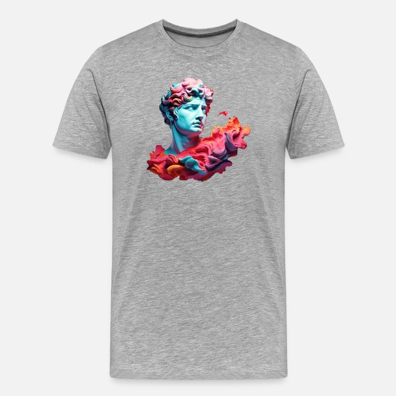 Neon-Psychedelische Büste - Männer Premium Bio T-Shirt - Grau meliert