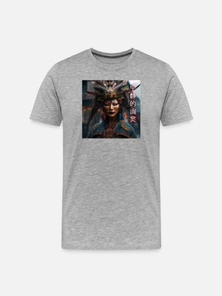 Serene Ghost typo - Men's Premium Organic T-Shirt - heather grey