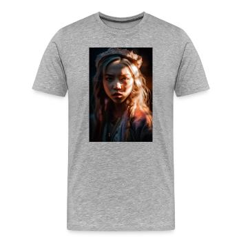 Valentyna - Männer Premium Bio T-Shirt - Grau meliert - Vorne - Damien (186cm)
