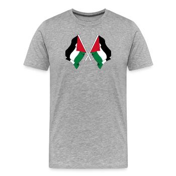 Zwei palästinensische Flaggen gekreuzt - Männer Premium Bio T-Shirt - Grau meliert - Vorne - Damien (186cm)