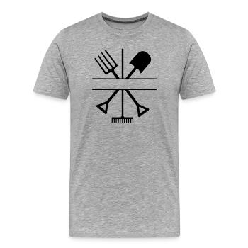 Outil de jardin croisé avec l’espace de texte - T-shirt bio Premium Homme - gris chiné - Devant - Damien (186cm)