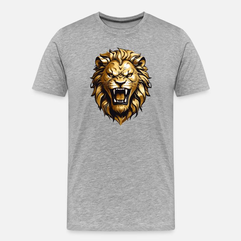 King Löwe - Männer Premium Bio T-Shirt - Grau meliert