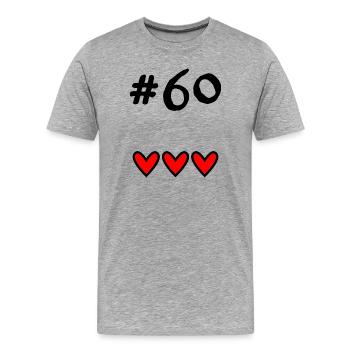 60. 60 ANS. 60e ANNIVERSAIRE. ANNIVERSAIRE 60 ANS. - T-shirt bio Premium Homme - gris chiné - Devant - Damien (186cm)