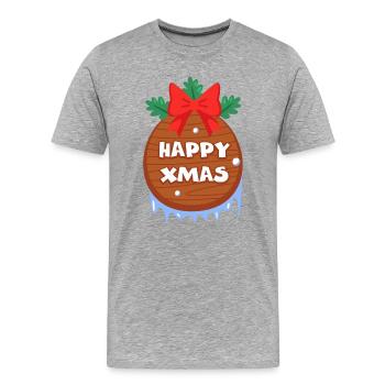 Noël, joyeuse fête, père Noël - T-shirt bio Premium Homme - gris chiné - Devant - Damien (186cm)