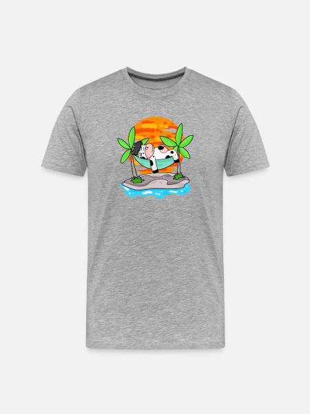 Cow on the beach - Men's Premium Organic T-Shirt - heather grey