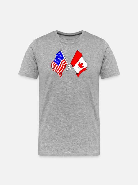 Flag USA and flag Canada - Men's Premium Organic T-Shirt - heather grey