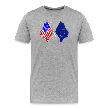 USA flag and European Union flag - Men's Premium Organic T-Shirt - heather grey - Front - Damien (186cm)