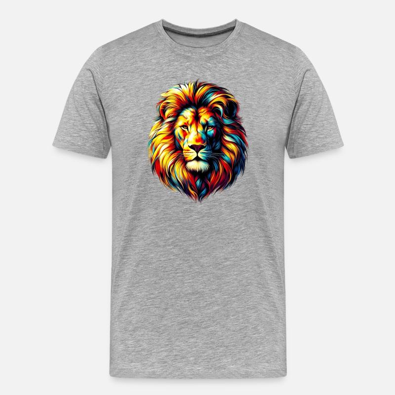 Löwe - Männer Premium Bio T-Shirt - Grau meliert