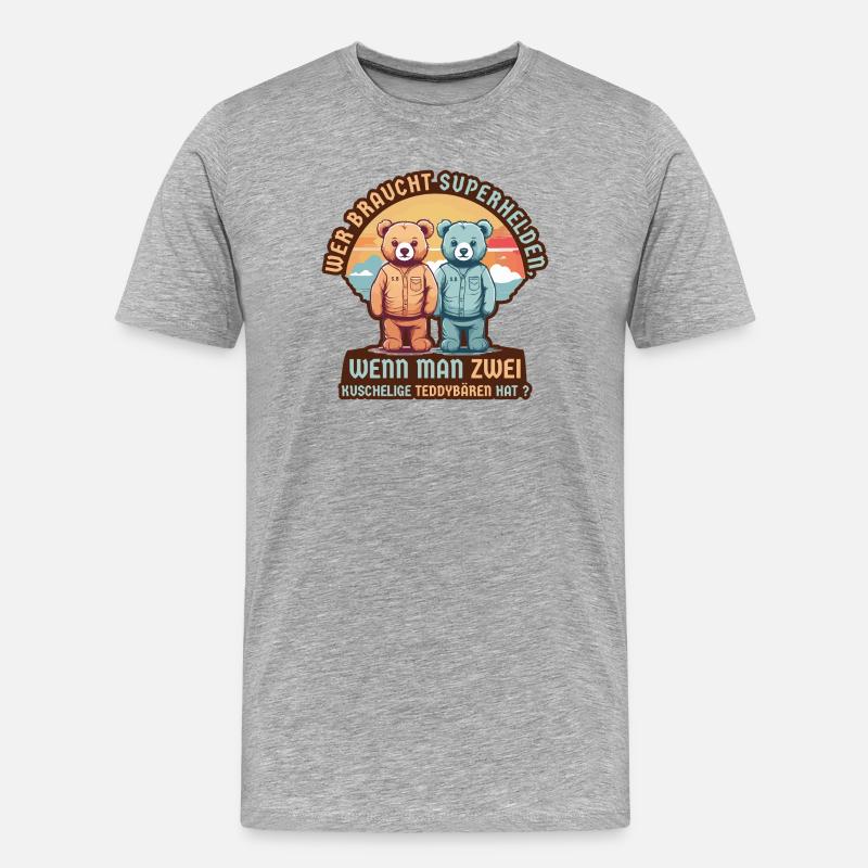 Superhelden Bär - Männer Premium Bio T-Shirt - Grau meliert