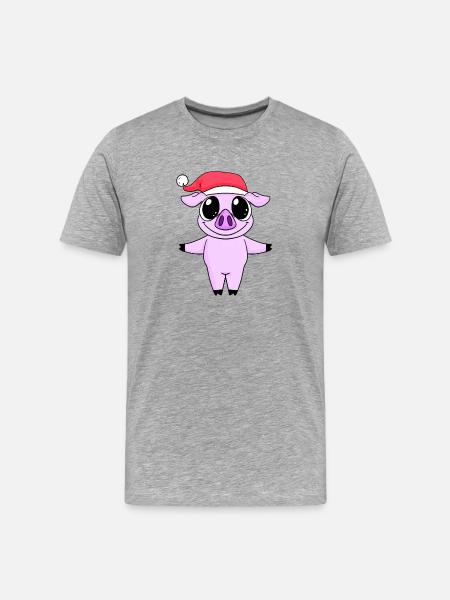 Pig Christmas - Men's Premium Organic T-Shirt - heather grey