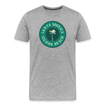 Santa Monica Beach Badge - Männer Premium Bio T-Shirt - Grau meliert - Vorne - Damien (186cm)