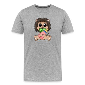Bébé Lion Animal - T-shirt bio Premium Homme - gris chiné - Devant - Damien (186cm)