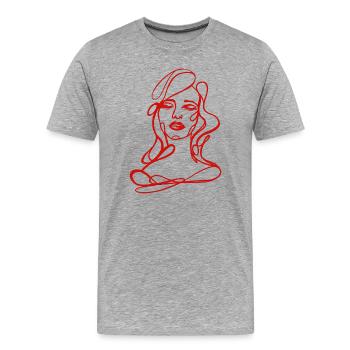 Red Portrait – Fashion Illustration - Men's Premium Organic T-Shirt - heather grey - Front - Damien (186cm)