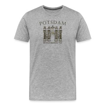 Potsdam, Porte de Brandebourg, Allemagne Dessin - T-shirt bio Premium Homme - gris chiné - Devant - Damien (186cm)