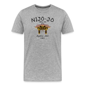 Château de Nijo-jo, villa impériale de Kyoto, Japon, dessin - T-shirt bio Premium Homme - gris chiné - Devant - Damien (186cm)