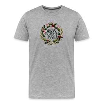 Merry & Bright - Men's Premium Organic T-Shirt - heather grey - Front - Damien (186cm)