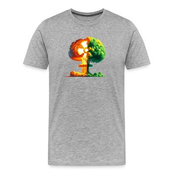 Baum des Lebens und nukleare Explosion - Männer Premium Bio T-Shirt - Grau meliert - Vorne - Damien (186cm)