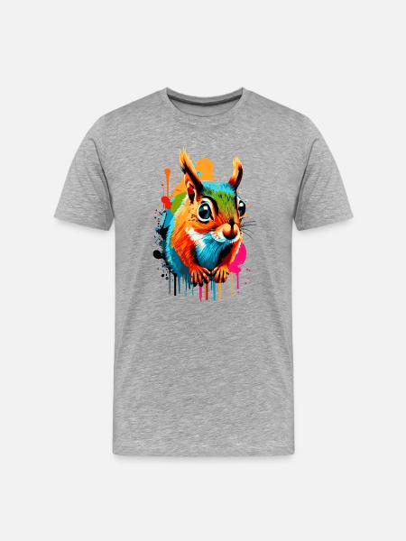 Eichhörnchen Sciurus - Squirrel Farbenfroh - Männer Premium Bio T-Shirt - Grau meliert