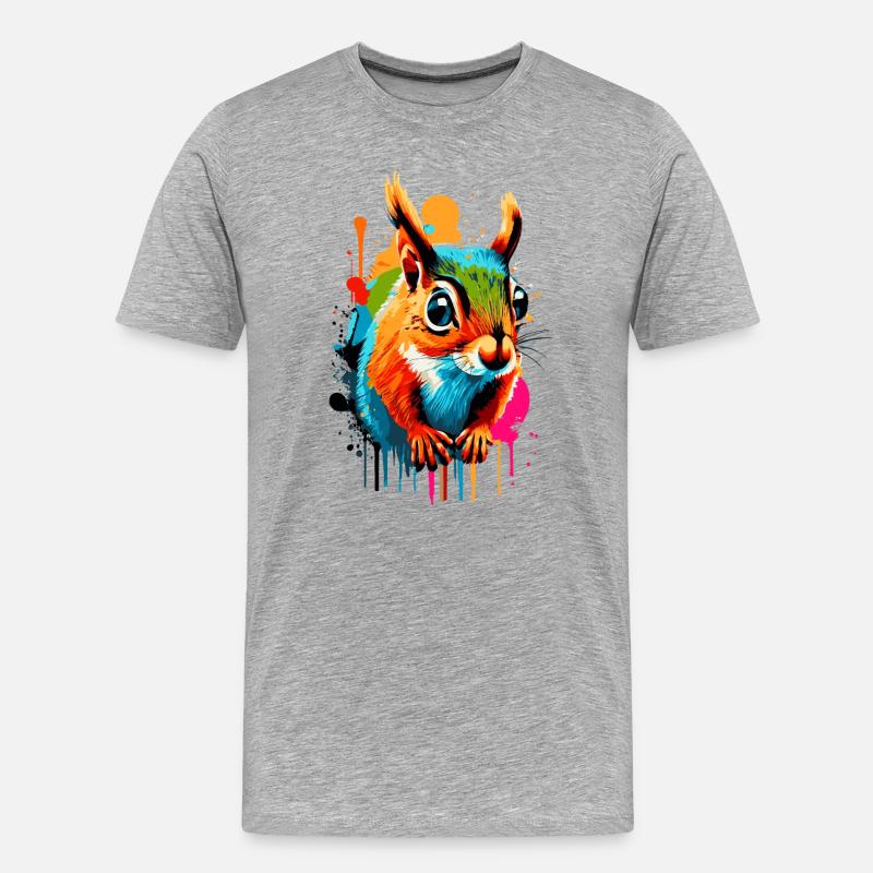 Eichhörnchen Sciurus - Squirrel Farbenfroh - Männer Premium Bio T-Shirt - Grau meliert