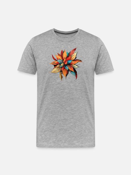 Prismatic Autumn Floral Burst - Men's Premium Organic T-Shirt - heather grey