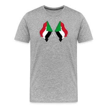 Zwei Flaggen des Sudan gekreuzt - Männer Premium Bio T-Shirt - Grau meliert - Vorne - Damien (186cm)