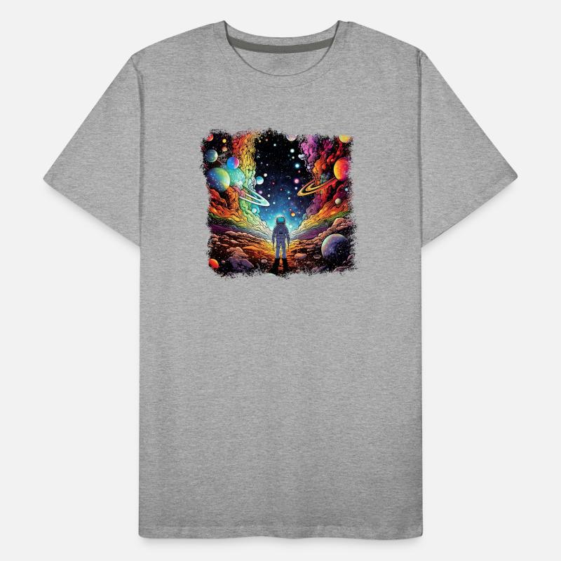 Surrealist space artwork with planets Men's Premium Organic T-Shirt