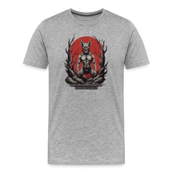 Démon de l’enfer - T-shirt bio Premium Homme - gris chiné - Devant - Damien (186cm)