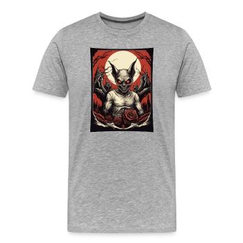 Démon de l’enfer - T-shirt bio Premium Homme - gris chiné - Devant - Damien (186cm)