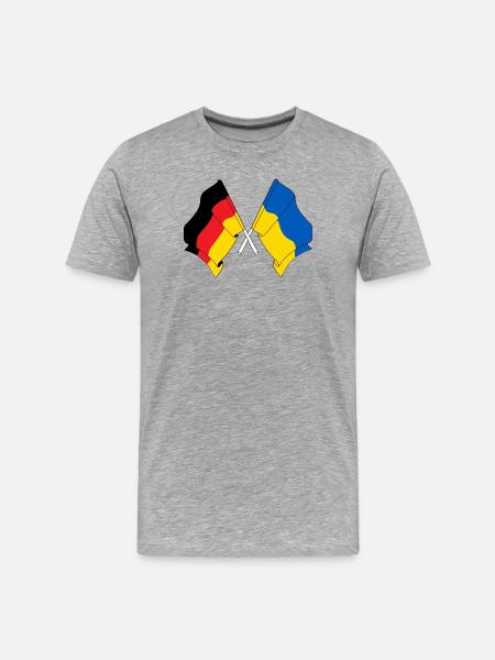 Flag of Germany and flag Ukraine - Men's Premium Organic T-Shirt - heather grey