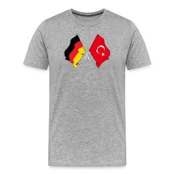 Flagge von Deutschland und Flagge Türkei - Männer Premium Bio T-Shirt - Grau meliert - Vorne - Damien (186cm)