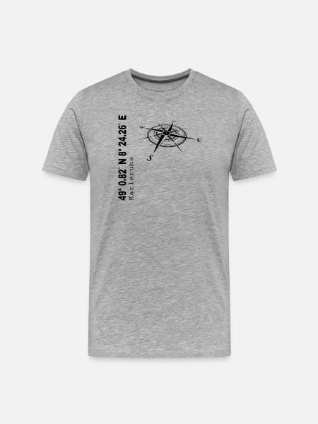 Koordinaten Karlsruhe - Männer Premium Bio T-Shirt - Grau meliert