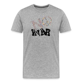 KEIN KRIEG - Männer Premium Bio T-Shirt - Grau meliert - Vorne - Damien (186cm)