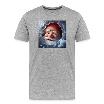 Diablotin regardant à travers la glace en riant - T-shirt bio Premium Homme - gris chiné - Devant - Damien (186cm)