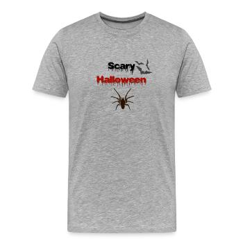 Halloween Outfit, gruselige Prints, Sprüche - Männer Premium Bio T-Shirt - Grau meliert - Vorne - Damien (186cm)