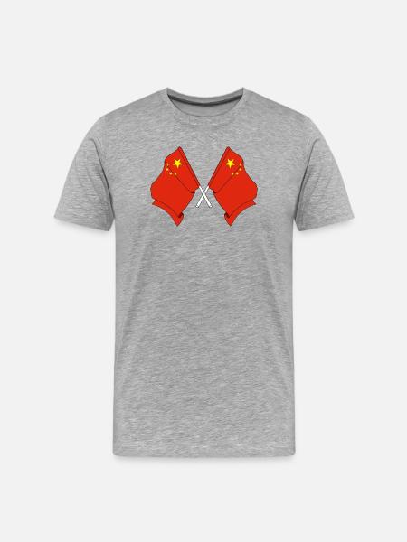 Two flags China - Men's Premium Organic T-Shirt - heather grey