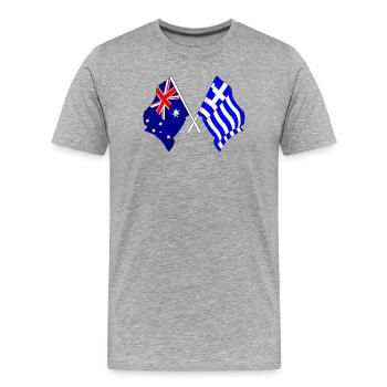 Flagge Australiens und Flagge Griechenlands - Männer Premium Bio T-Shirt - Grau meliert - Vorne - Damien (186cm)