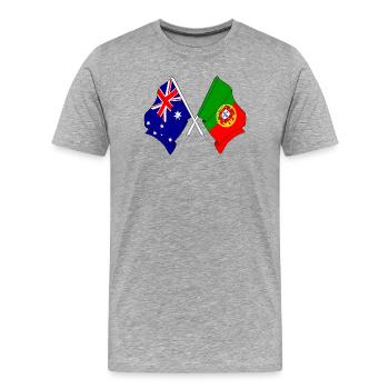 Flagge von Australien und Flagge Portugal - Männer Premium Bio T-Shirt - Grau meliert - Vorne - Damien (186cm)