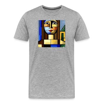 Mona Cube - T-shirt bio Premium Homme - gris chiné - Devant - Damien (186cm)