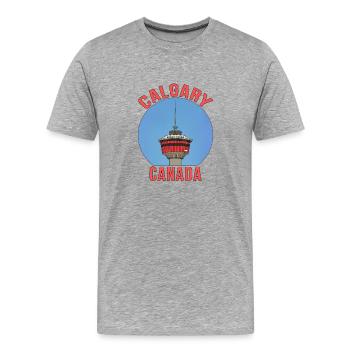 Calgary, Alberta, Canada - T-shirt bio Premium Homme - gris chiné - Devant - Damien (186cm)