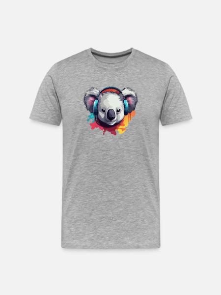 Koala avec écouteurs Koala Bear - T-shirt bio Premium Homme - gris chiné