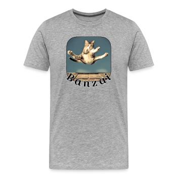 Chat sauteur sur le clavier - T-shirt bio Premium Homme - gris chiné - Devant - Damien (186cm)